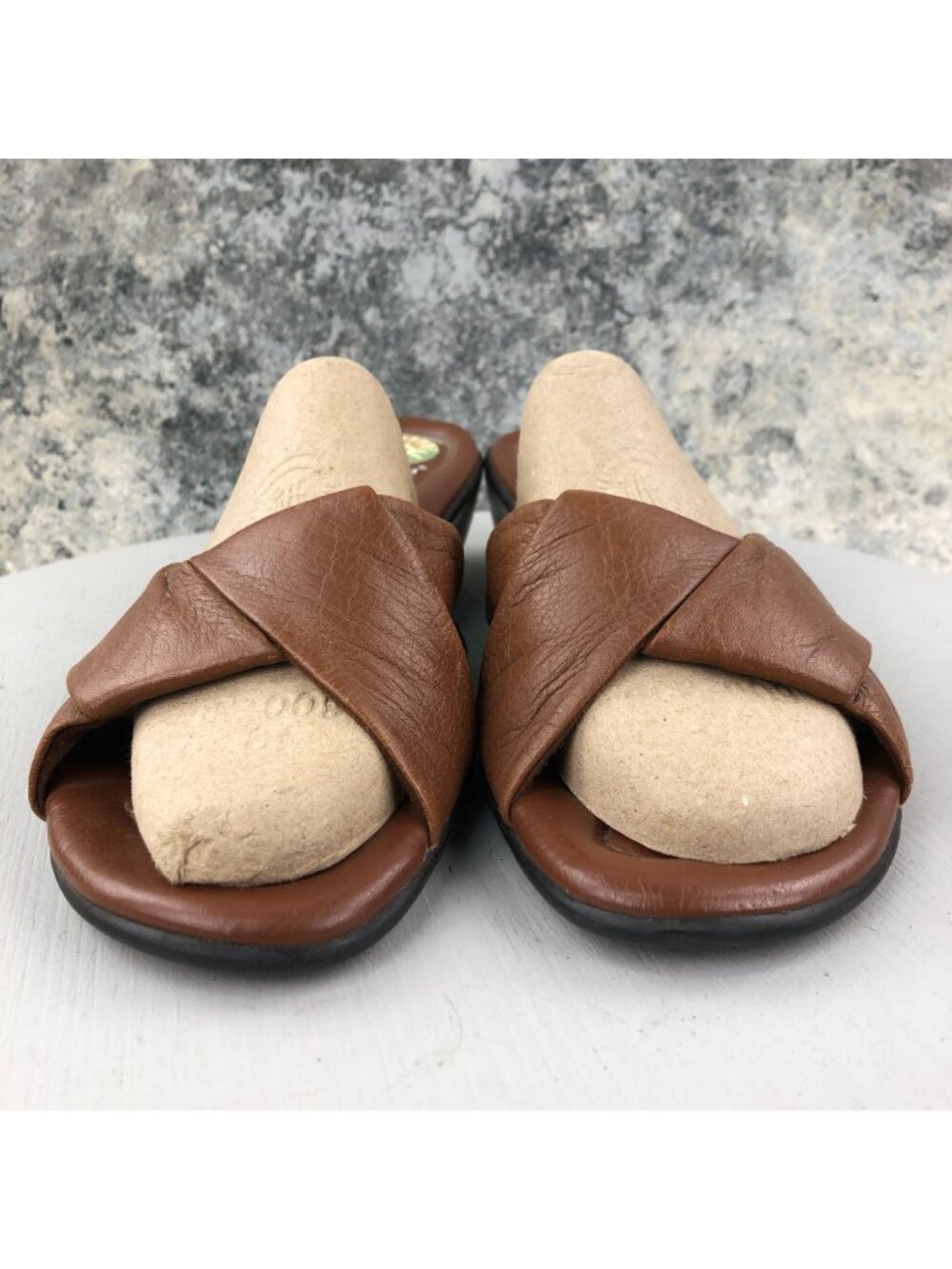 Earth Spirit Women's Size 11 Searcy Brown Leather Open Toe Slip On Sandals - Picture 2 of 12